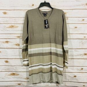 Evelyn Taylor Women's Long Sleeve Striped Cozy Sweater M